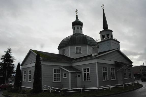 A famosa Igreja Ortodoxa Russa, em Sitka, no sudeste do Alaska